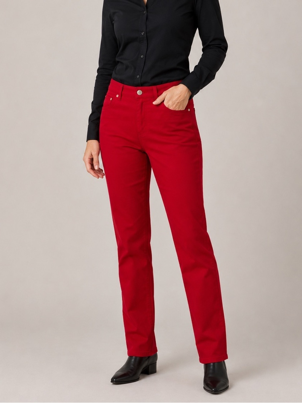 Escada Red Straight Leg Jeans 34/XS